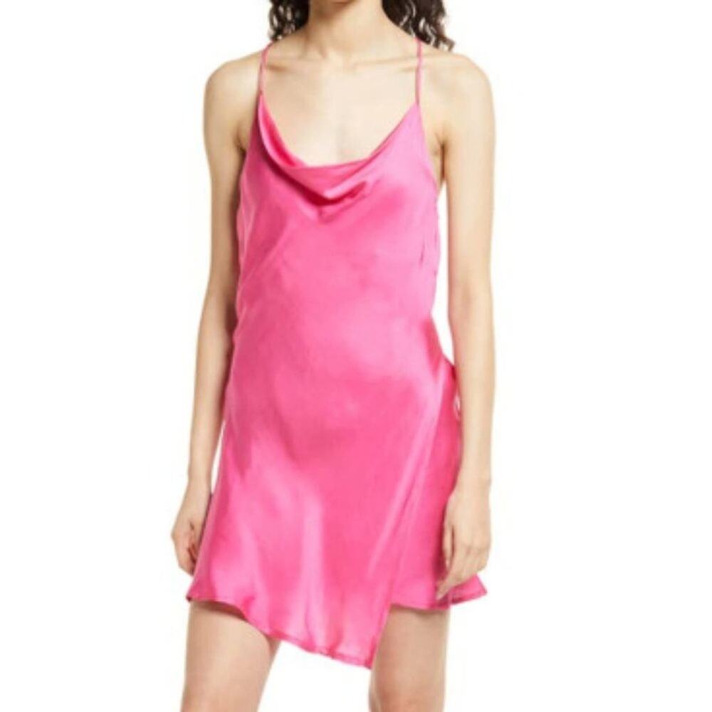 New ~ AREA STARS NORDSTROM Zoey Satin Minidress In Pink S VISCOSE